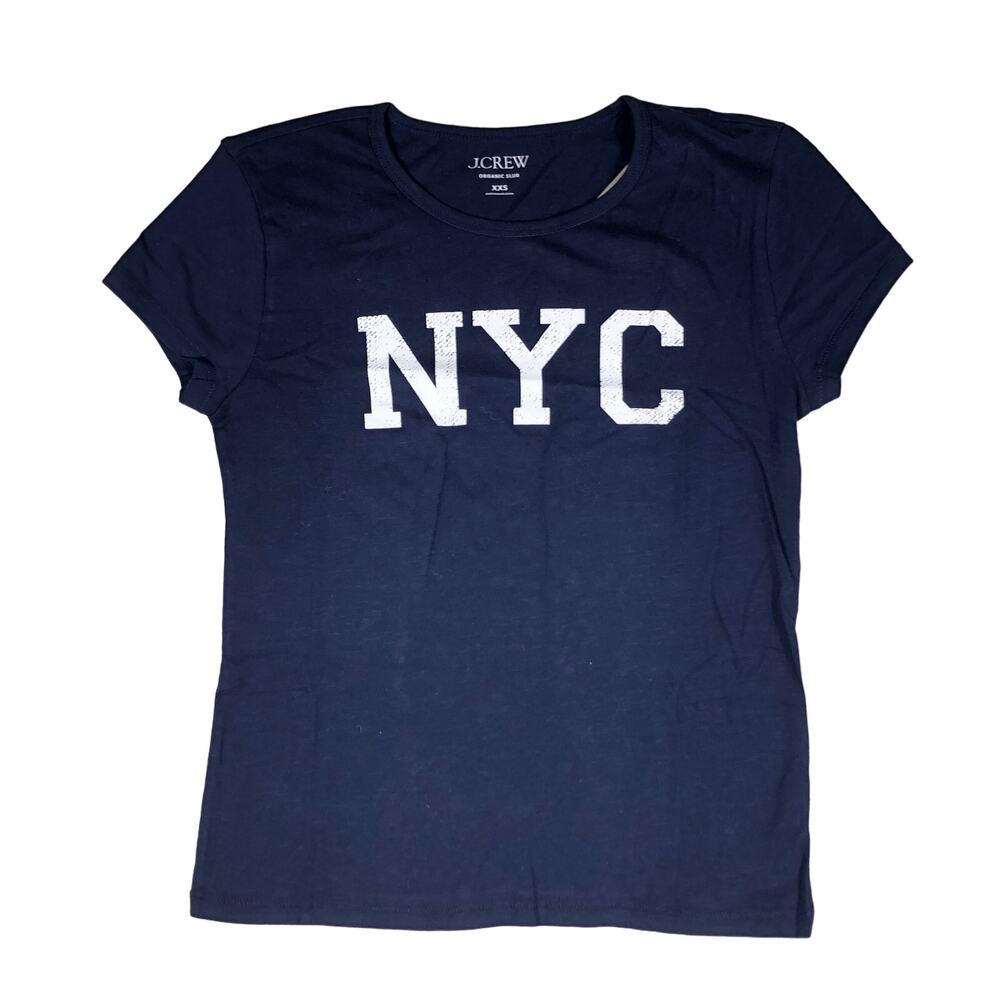 J.Crew Womens XXS Organic Slub NYC Graphic Shirt Dark Blue BW901